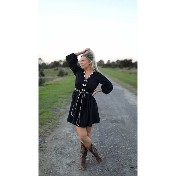 Marea Solana Mini Dress in Black Seashell Cotton Size XL - Picture 6 of 13